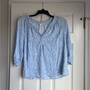 Crown & Ivy Light Blue Patterned Blouse